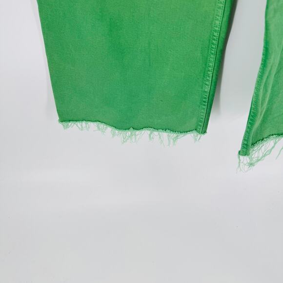 Zara Marine Jeans Green Wide Leg Cropped Denim Pants Raw Hem Women’s Size 4 - Picture 4 of 6